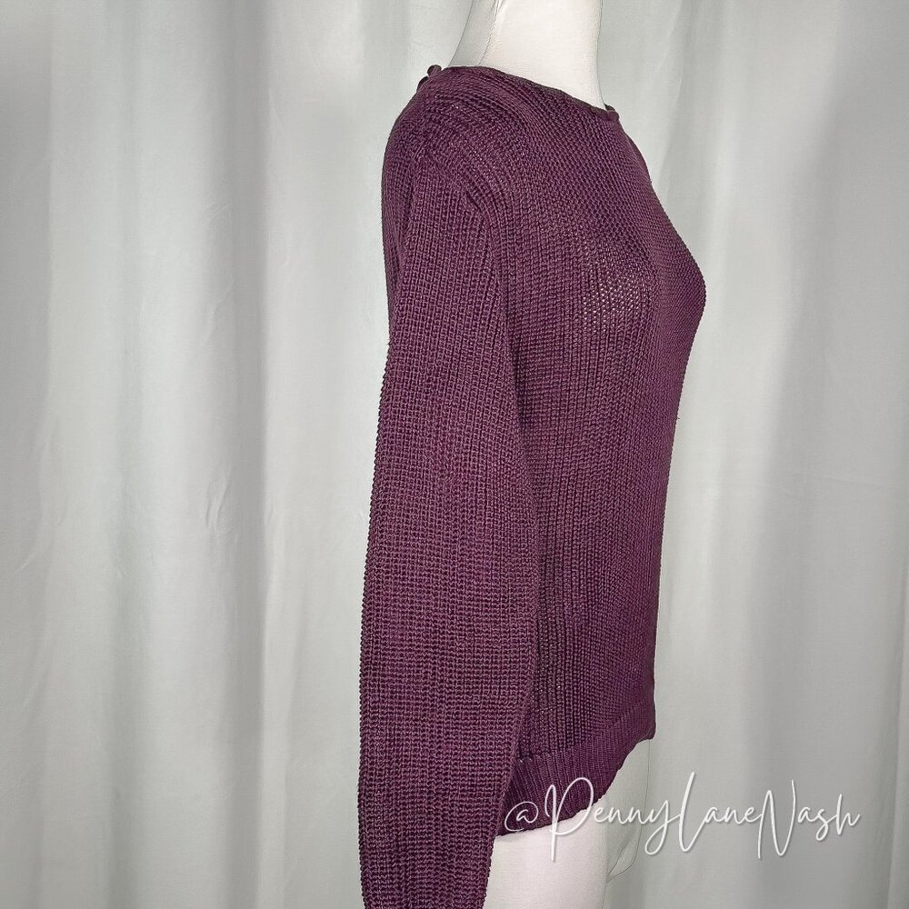 Lizard Thicket Lace Up Back Sweater Size Small Dark Plum - Picture 2 of 11